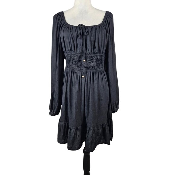 Dokotoo Womens Black Long Lantern Sleeve A-Line Mini Dress Square Neck Size L - Picture 4 of 9